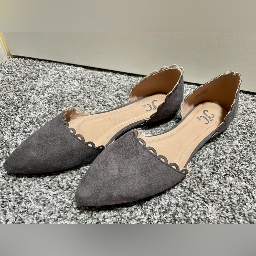 Gray slip ons flats